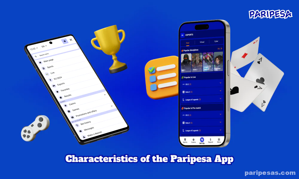 O aplicativo Paripesa é seguro e tem uma interface simples e amigável, incluindo navegação por vários menus e abas para esportes, cassino e outros jogos, ocupando pouca memória